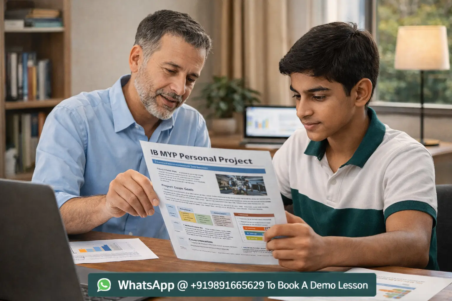 An experienced IB educator mentoring a student on their MYP Personal Project report