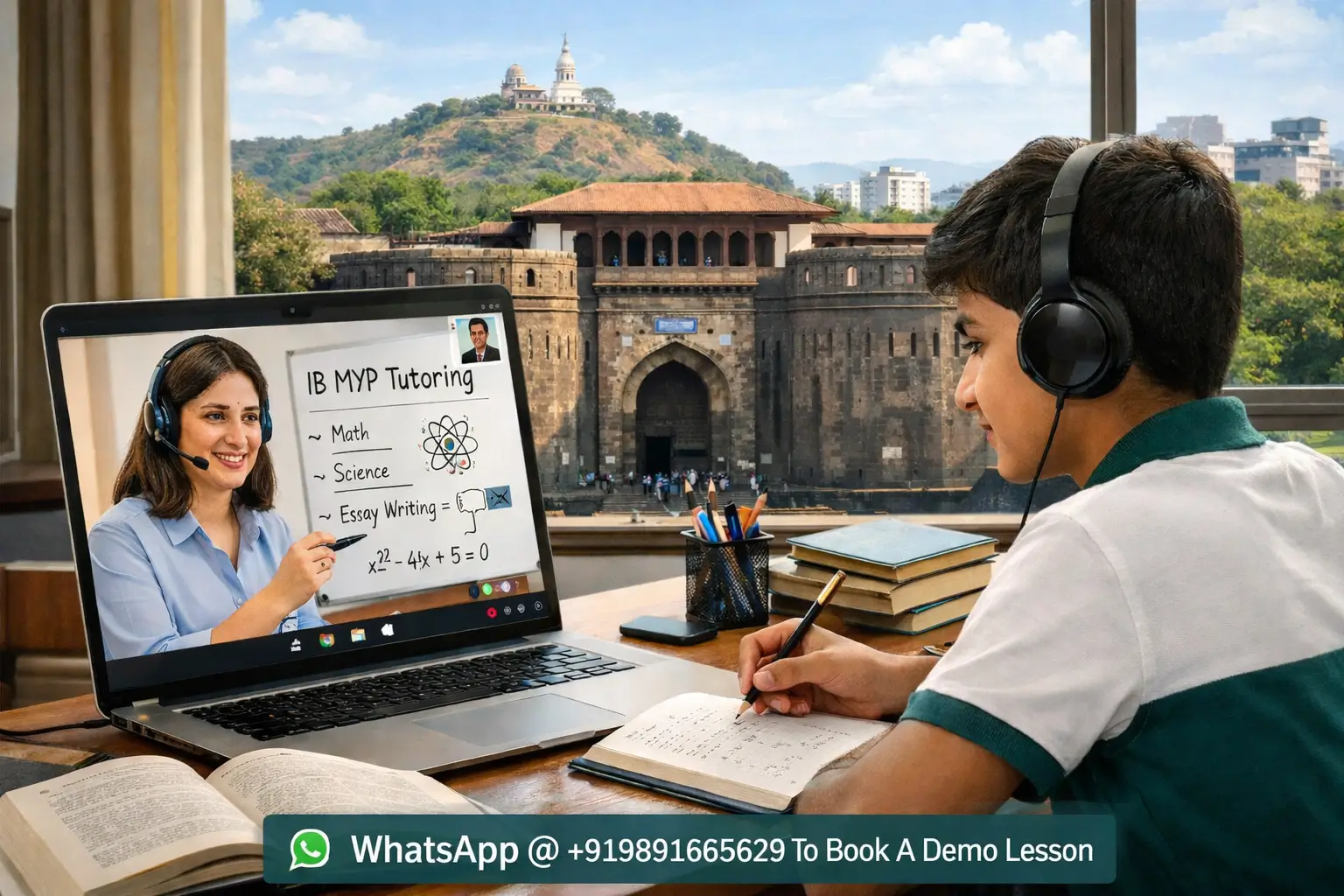 A professional one-on-one online IB MYP tutoring session for a student in Pune